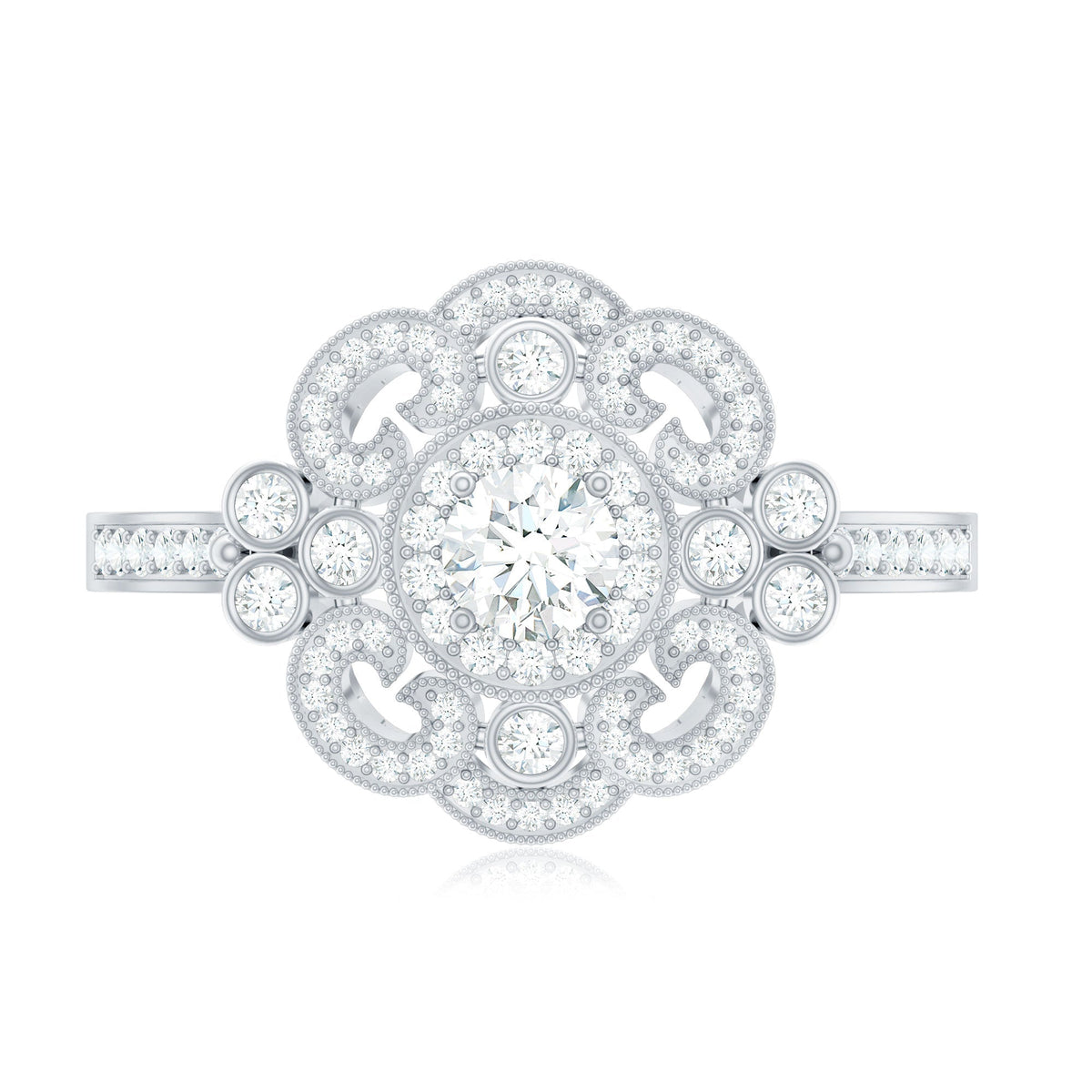 Moissanite Engagement Ring – Certified Vintage Style Jewelry With Sparkling Stone