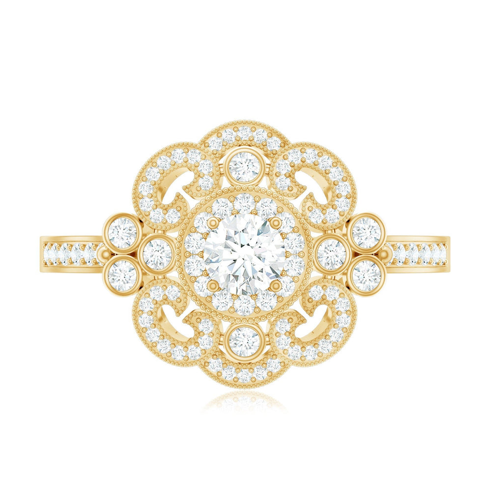 Moissanite Engagement Ring – Certified Vintage Style Jewelry With Sparkling Stone
