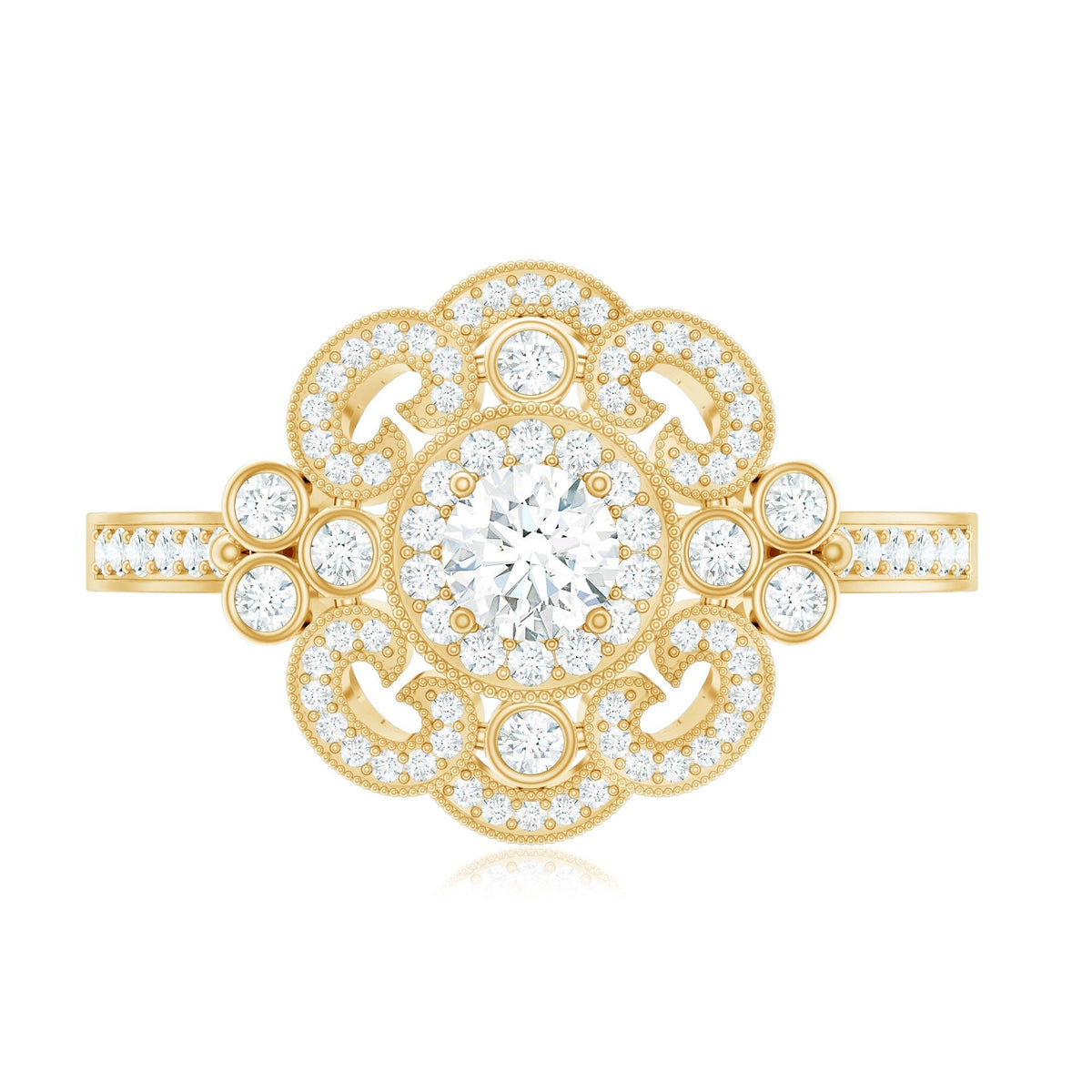 Moissanite Engagement Ring – Certified Vintage Style Jewelry With Sparkling Stone