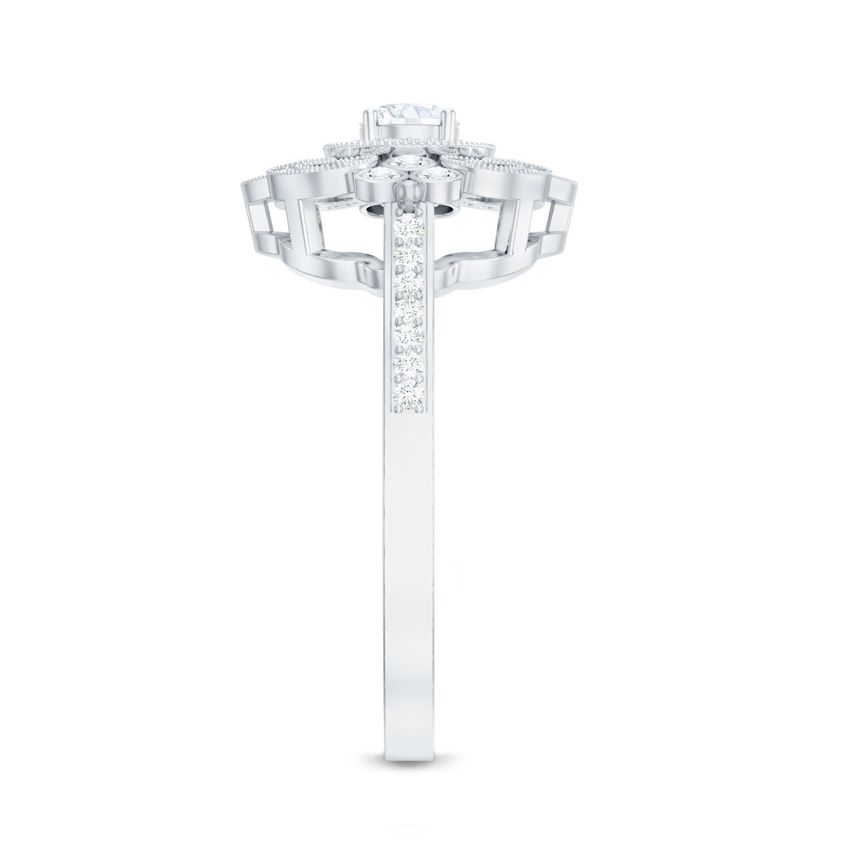 Moissanite Engagement Ring – Certified Vintage Style Jewelry With Sparkling Stone