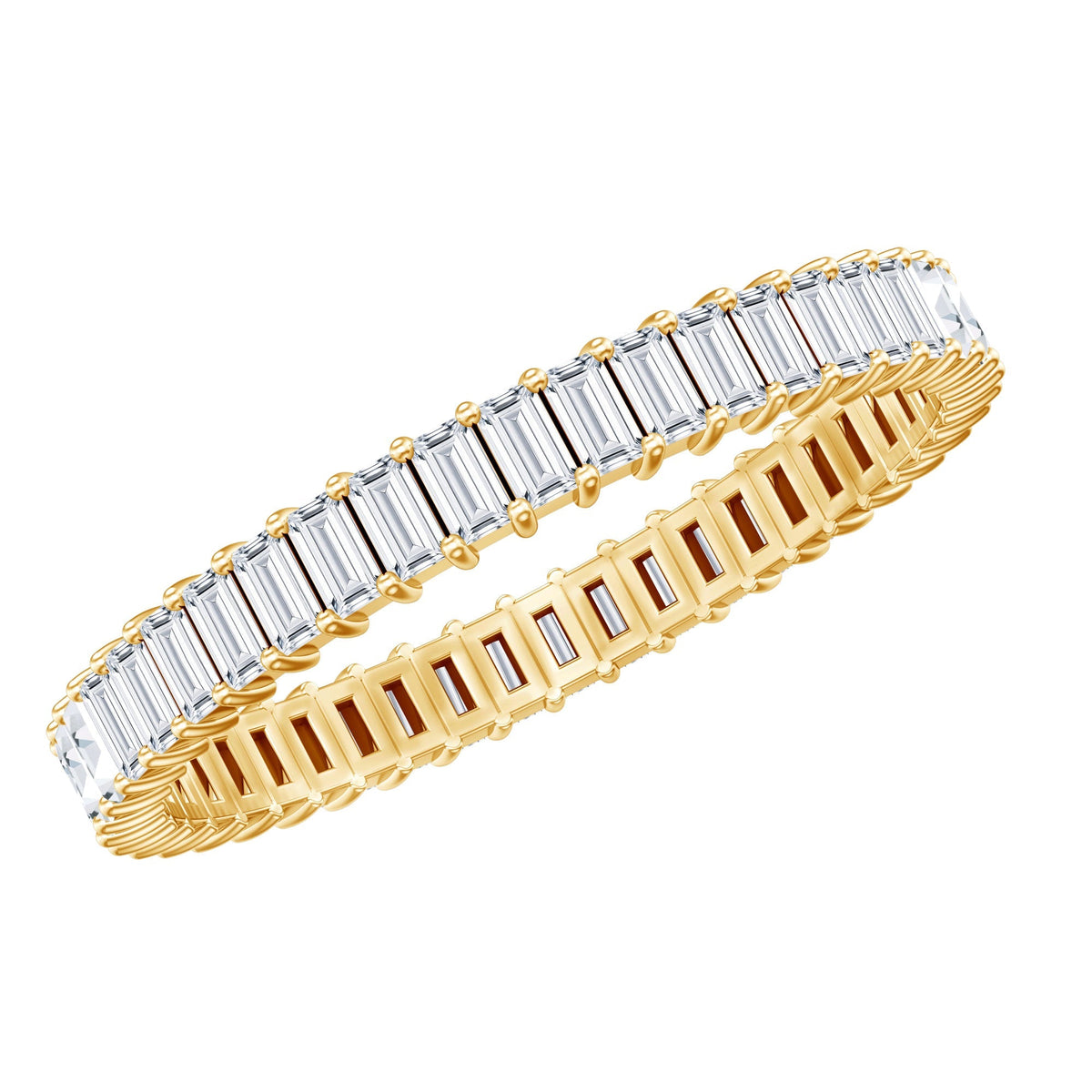 Moissanite Eternity Ring – Baguette Cut Shared Prong Setting Wedding Band