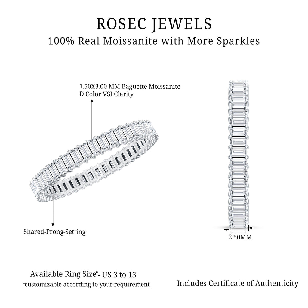Moissanite Eternity Ring – Baguette Cut Shared Prong Setting Wedding Band