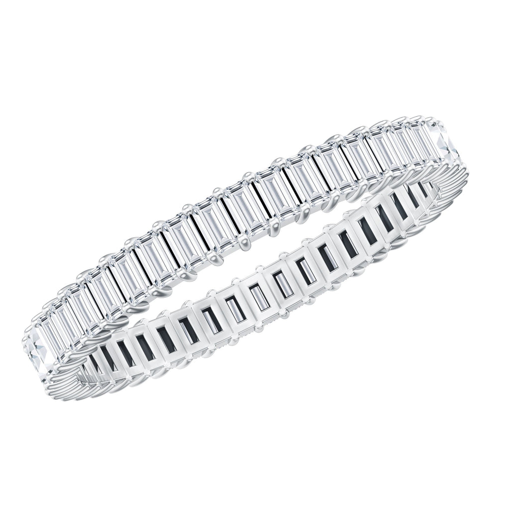 Moissanite Eternity Ring – Baguette Cut Shared Prong Setting Wedding Band