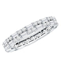 Moissanite Eternity Ring – Double Row Stackable Band With Baguette Cut Stones