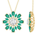 Moissanite Flower Necklace – Designer Emerald Floral Pendant With Prong Setting
