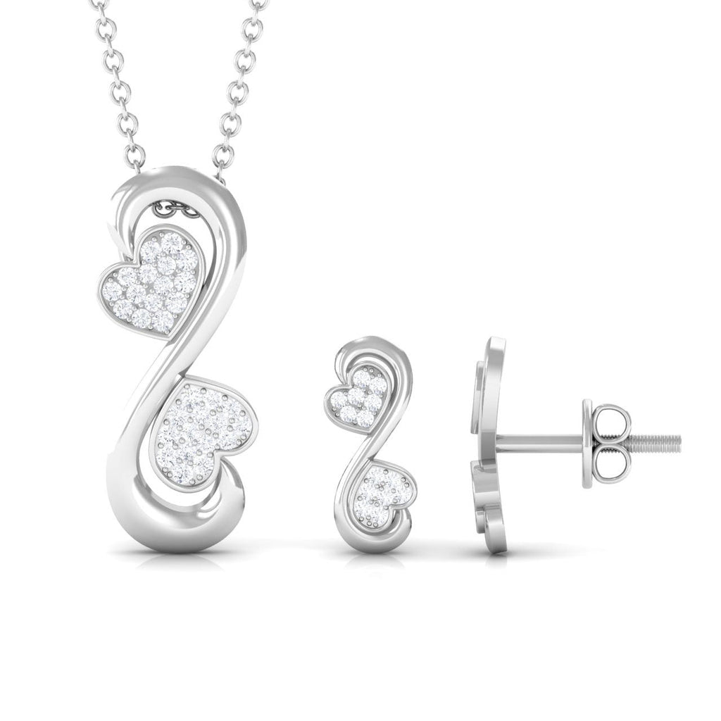 Moissanite Heart Jewelry - Infinity Motif Design | Durable Pave Setting Set
