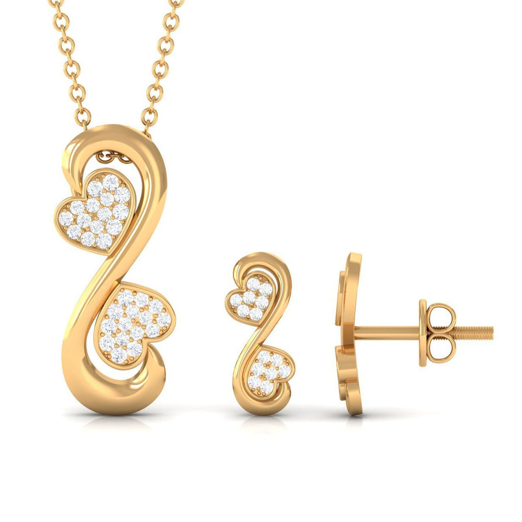 Moissanite Heart Jewelry - Infinity Motif Design | Durable Pave Setting Set