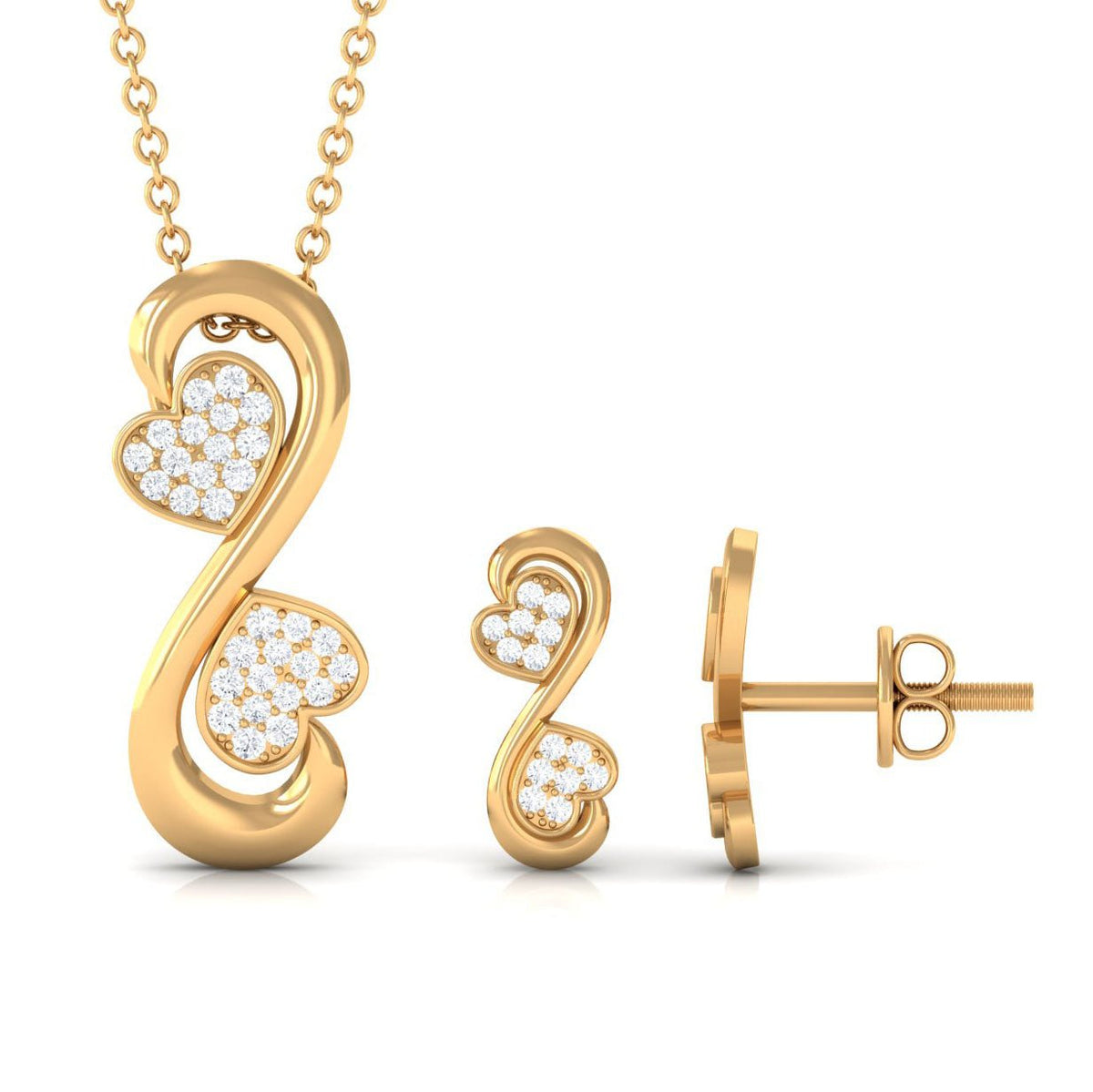 Moissanite Heart Jewelry - Infinity Motif Design | Durable Pave Setting Set