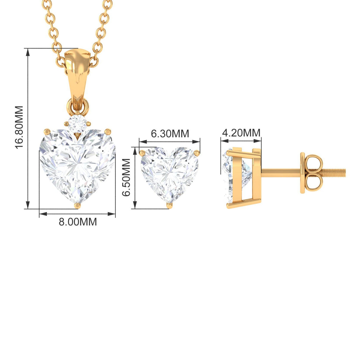 Moissanite Heart Pendant Solitaire Pendant Set | Sparkling Jewelry Gift For Her