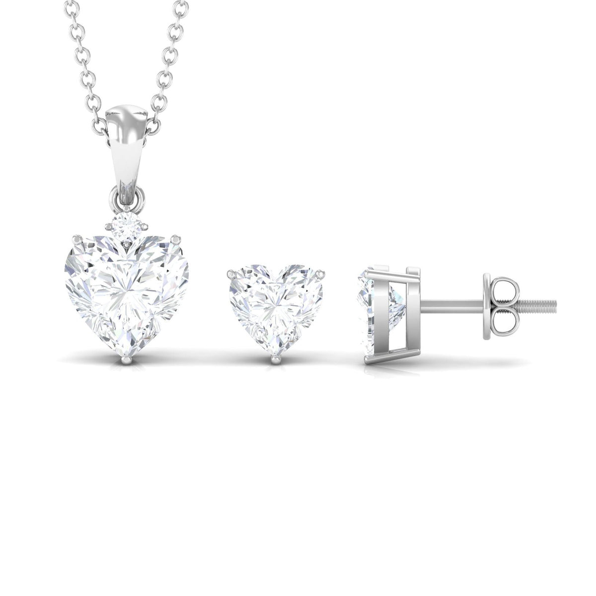 Moissanite Heart Pendant Solitaire Pendant Set | Sparkling Jewelry Gift For Her