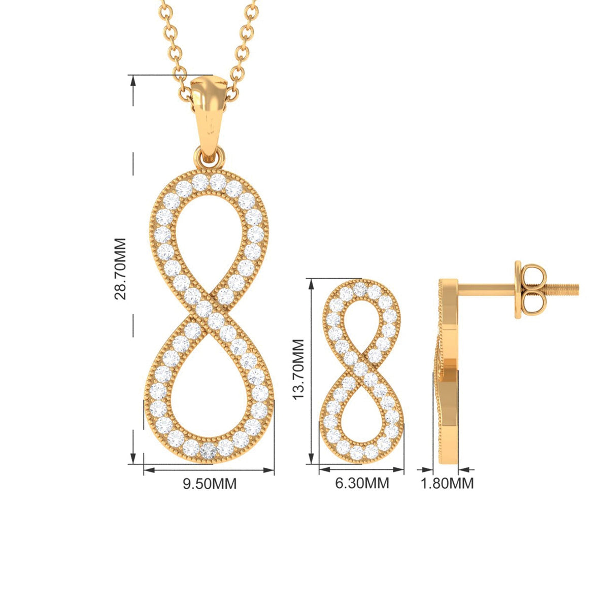 Moissanite Infinity Jewelry Set – Refined Minimalist Design With Sparkling Stones