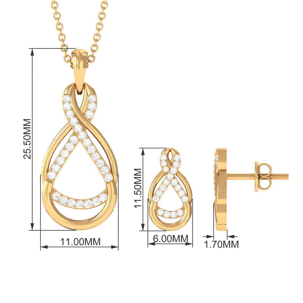 Moissanite Infinity Pendant - Sparkling Pave Setting Stones Jewelry Set