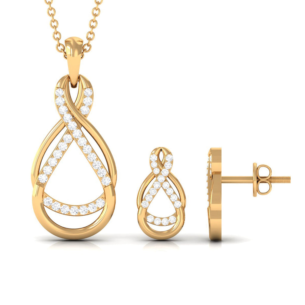 Moissanite Infinity Pendant - Sparkling Pave Setting Stones Jewelry Set