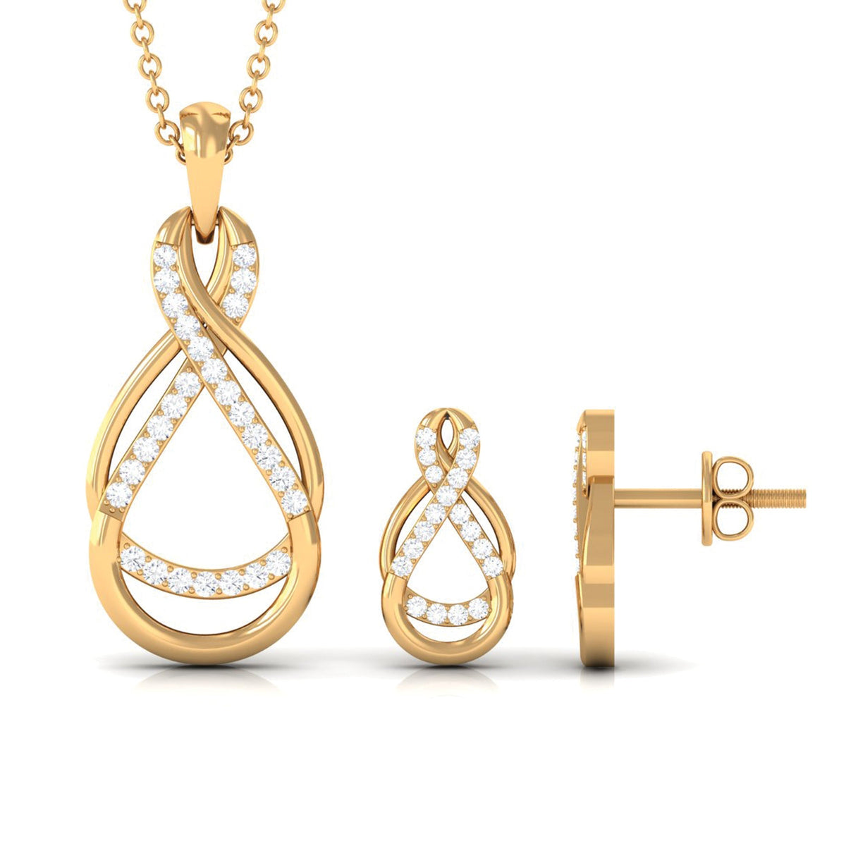 Moissanite Infinity Pendant - Sparkling Pave Setting Stones Jewelry Set