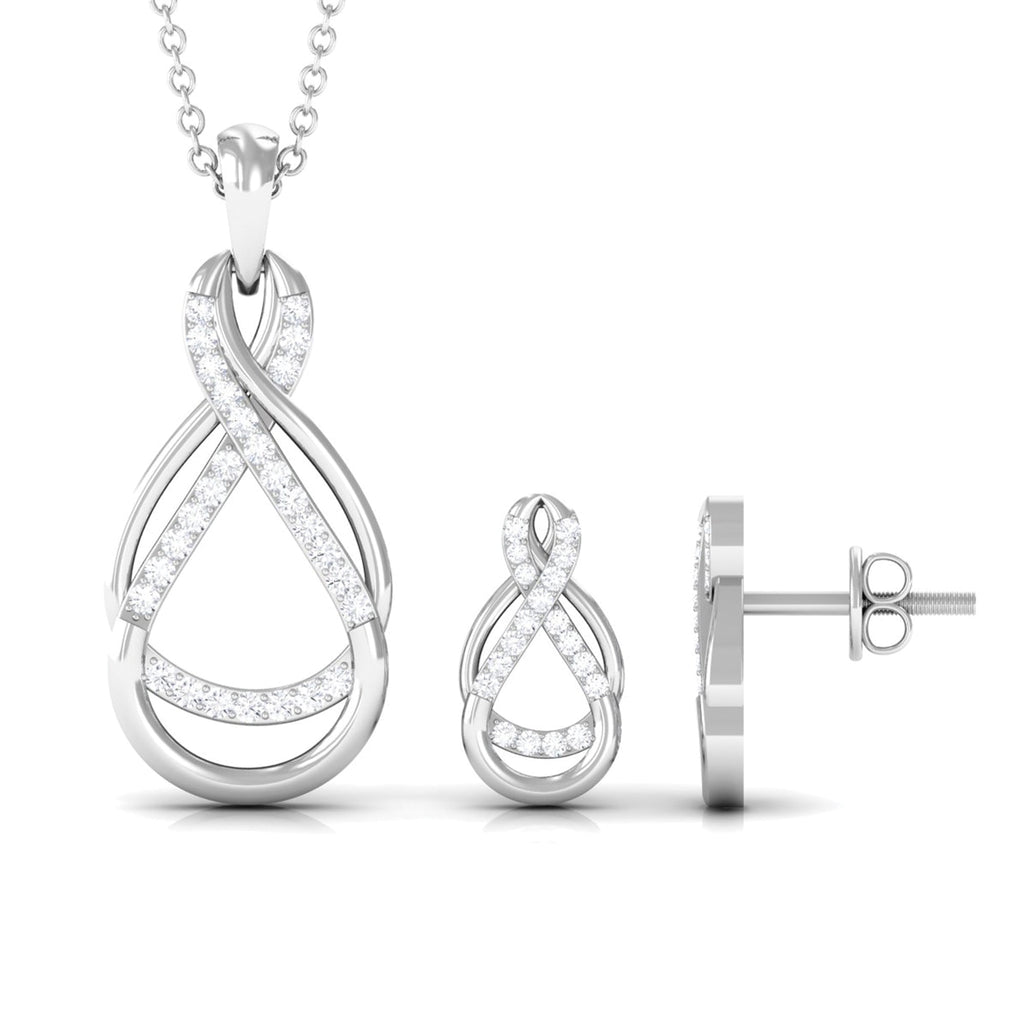Moissanite Infinity Pendant - Sparkling Pave Setting Stones Jewelry Set