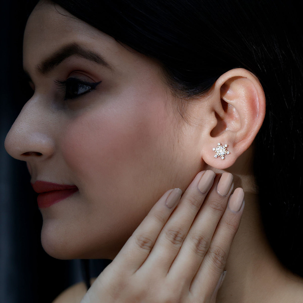 Moissanite Snowflake Stud Earrings for Her