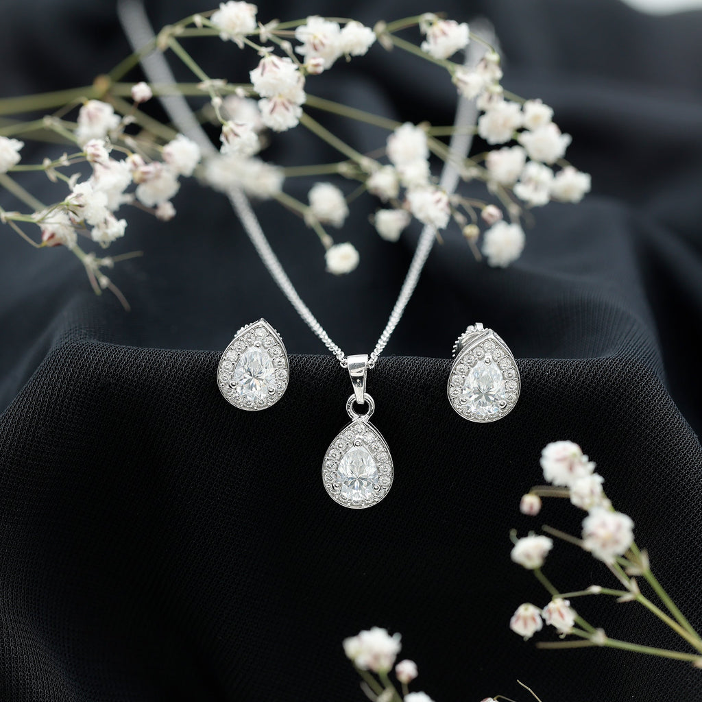 Moissanite Teardrop Jewelry Set – Matching Jewelry Set With Brilliant Cut Stones