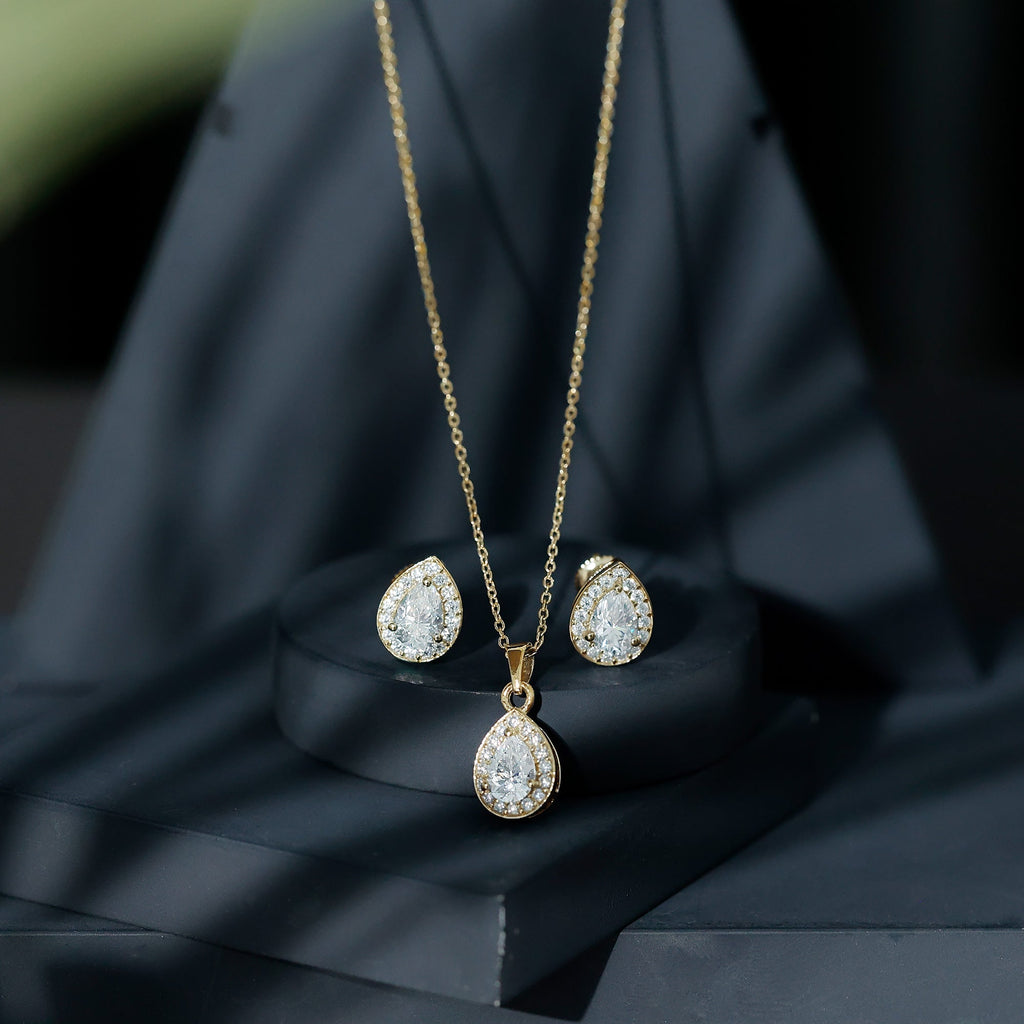 Moissanite Teardrop Jewelry Set – Matching Jewelry Set With Brilliant Cut Stones