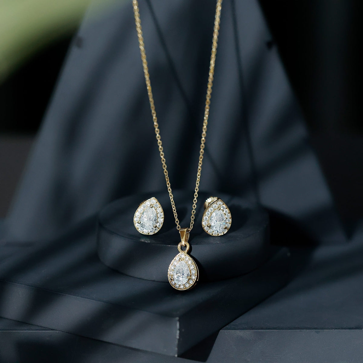 Moissanite Teardrop Jewelry Set – Matching Jewelry Set With Brilliant Cut Stones