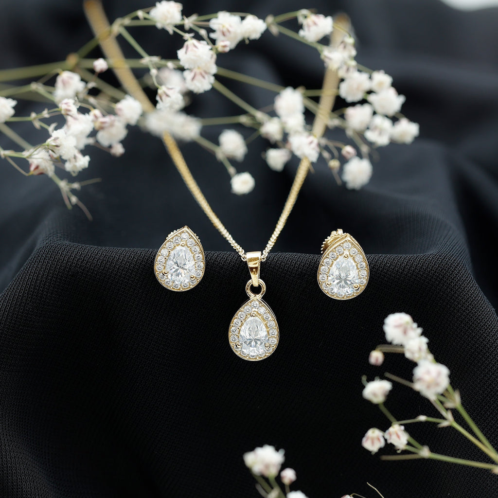 Moissanite Teardrop Jewelry Set – Matching Jewelry Set With Brilliant Cut Stones
