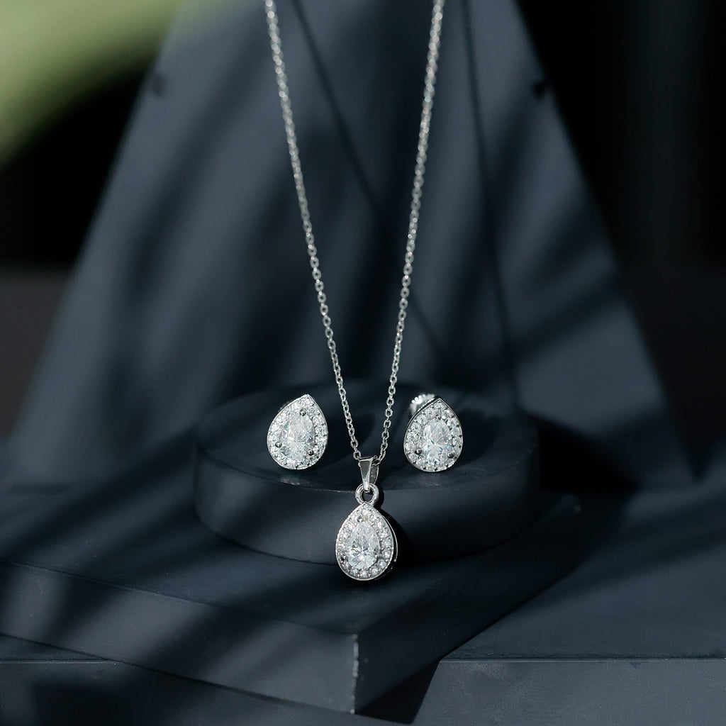 Moissanite Teardrop Jewelry Set – Matching Jewelry Set With Brilliant Cut Stones