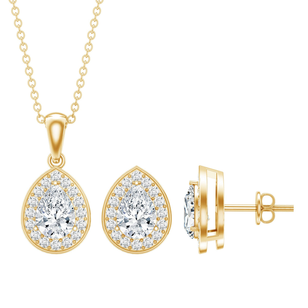 Moissanite Teardrop Jewelry Set – Matching Jewelry Set With Brilliant Cut Stones