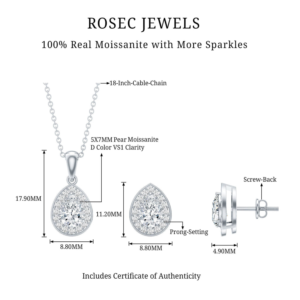 Moissanite Teardrop Jewelry Set – Matching Jewelry Set With Brilliant Cut Stones