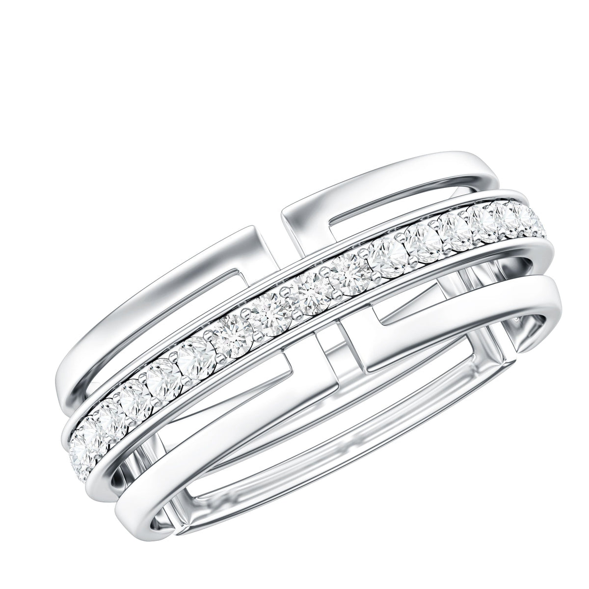 Moissanite Wedding Band in Pinpoint Setting