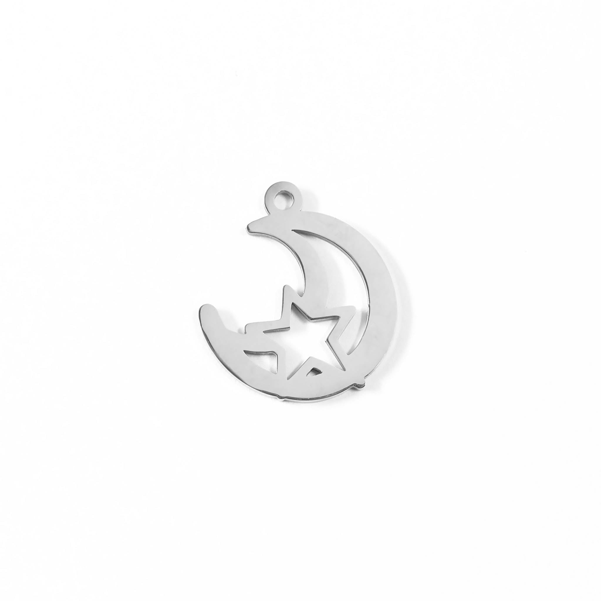 Moon Star Charm – 18K Gold Plated Celestial Pendant | Stainless Steel Jewelry - charm | Sunflower Soul Boutique