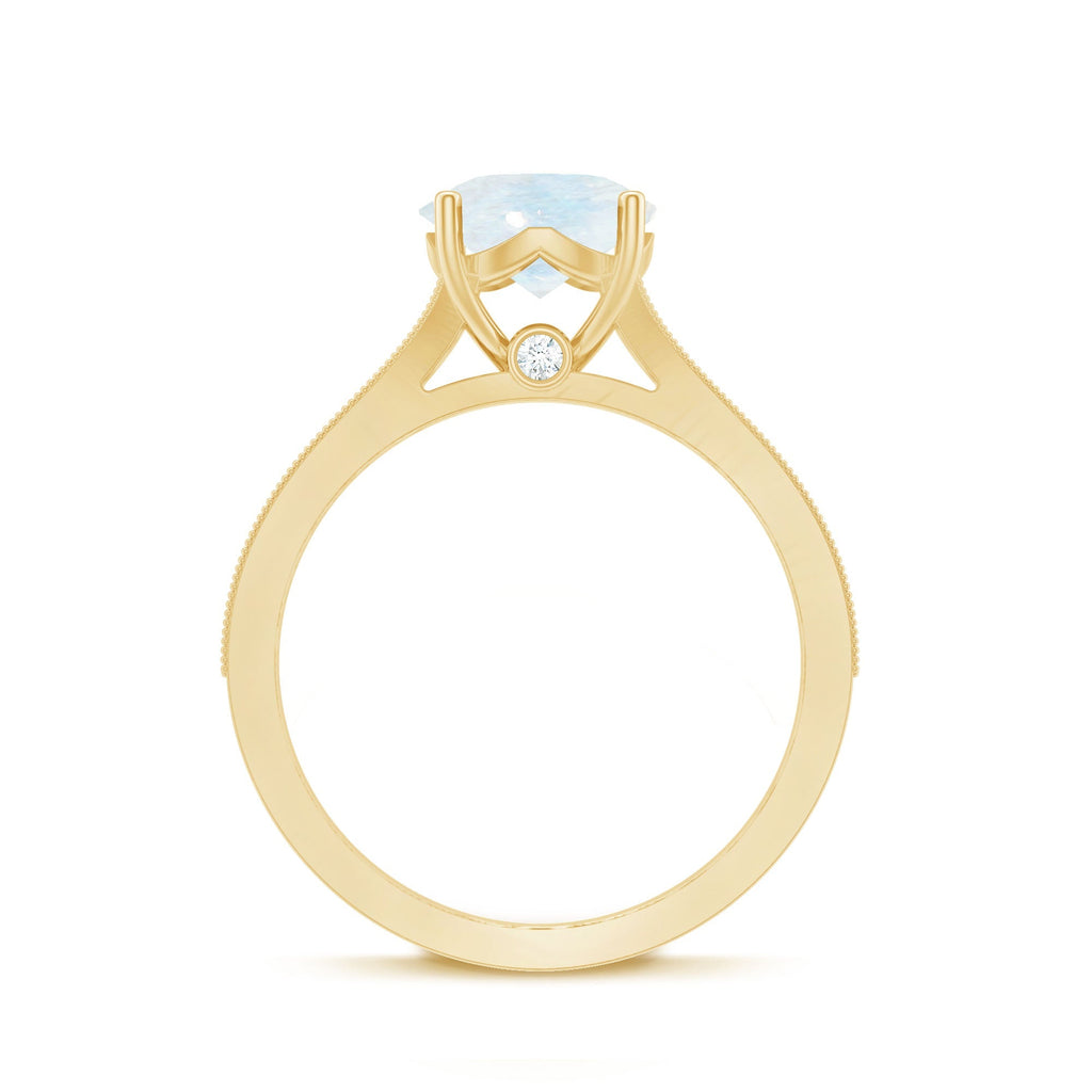 Moonstone Engagement Ring – Designer Classic Band with Diamond Side Stones