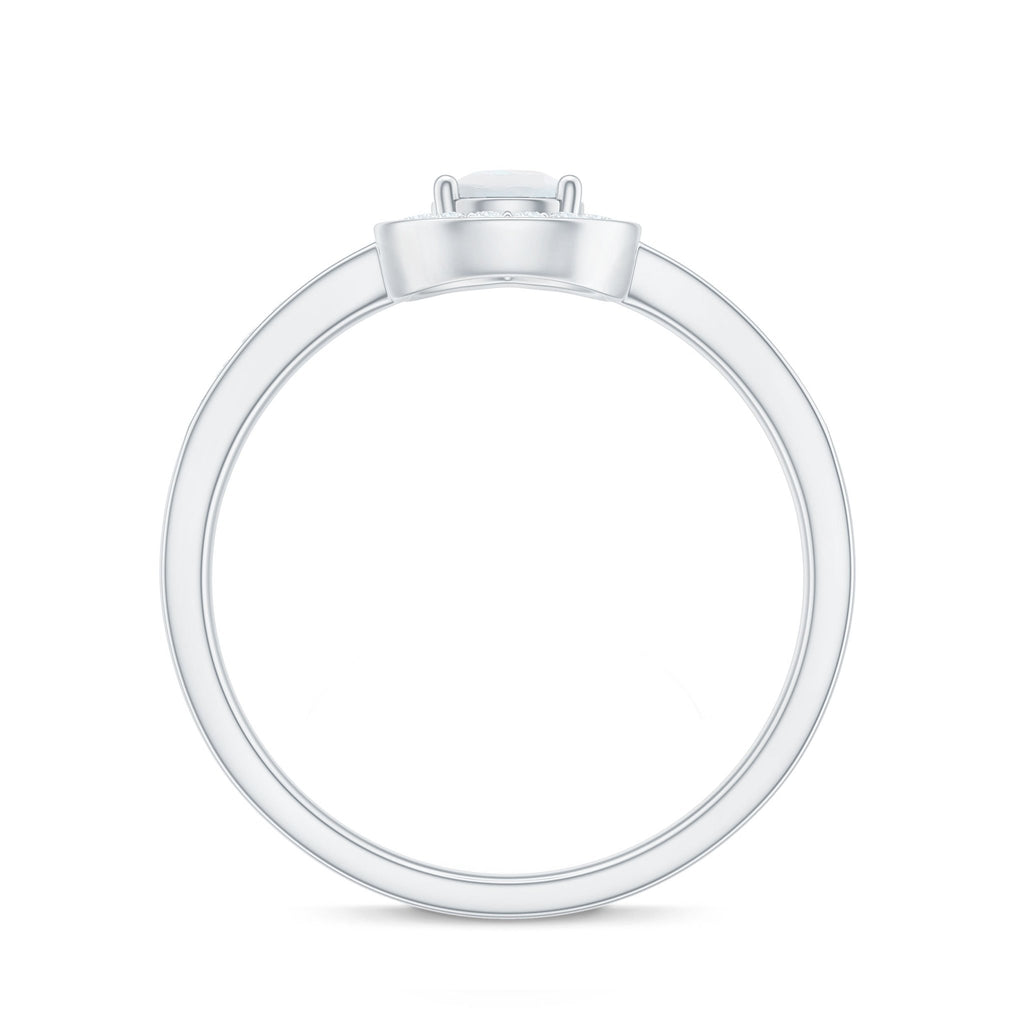 Moonstone Engagement Ring – Diamond Halo Ring | AAA Quality Prong Setting Band