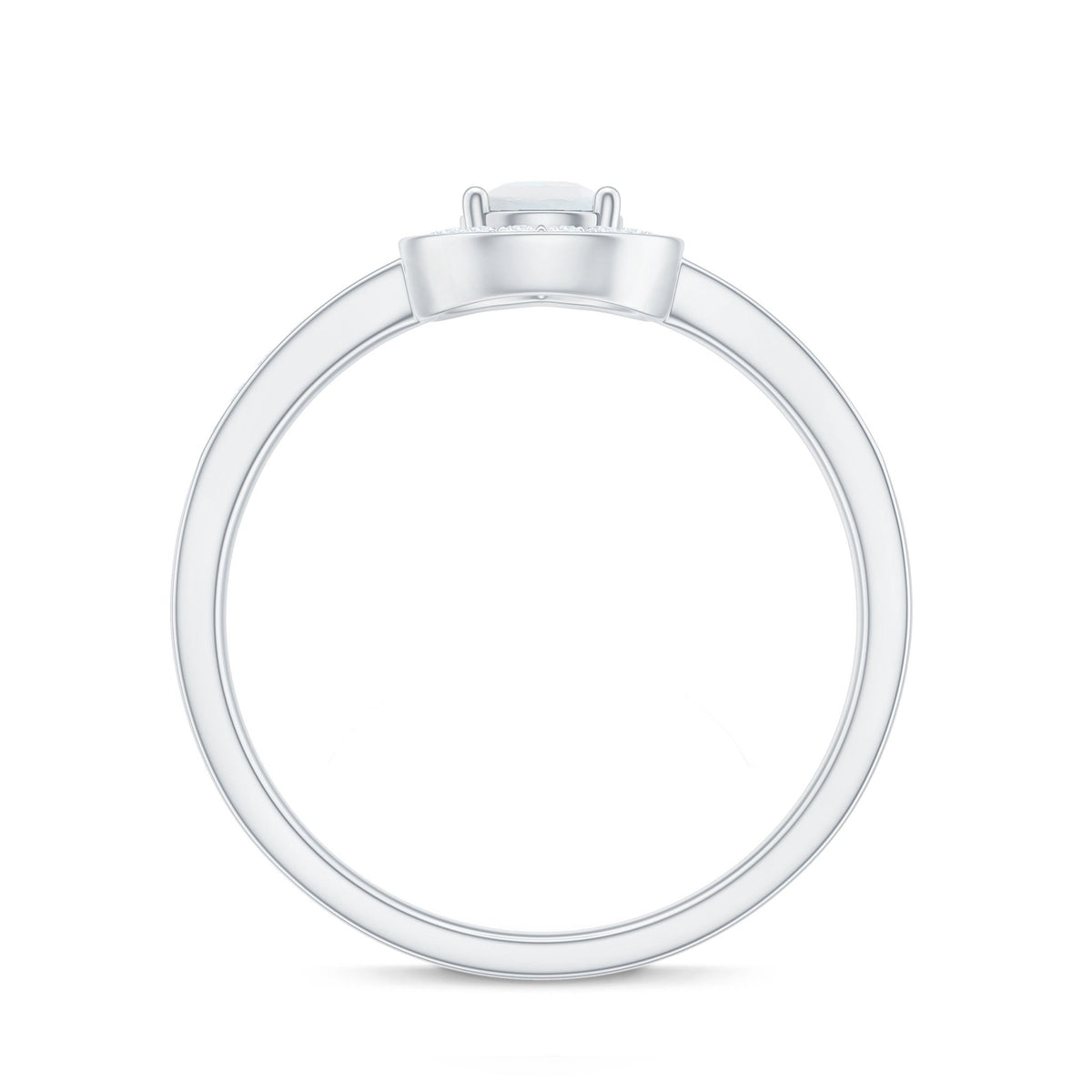 Moonstone Engagement Ring – Diamond Halo Ring | AAA Quality Prong Setting Band