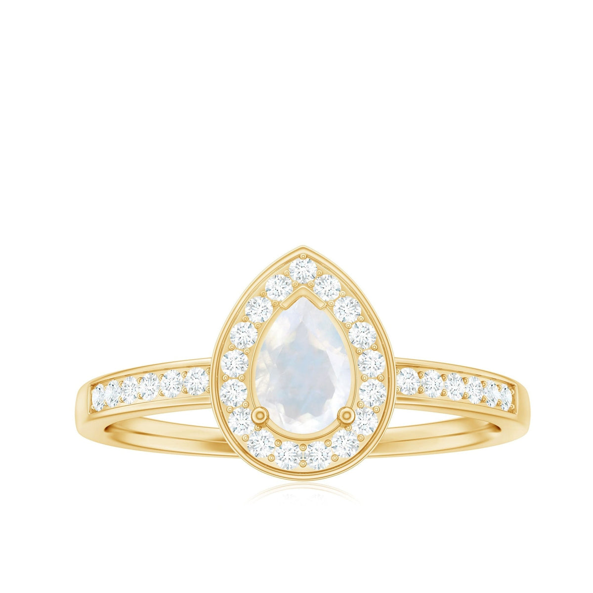 Moonstone Engagement Ring – Diamond Halo Ring | AAA Quality Prong Setting Band