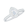 Moonstone Engagement Ring – Diamond Halo Ring | AAA Quality Prong Setting Band