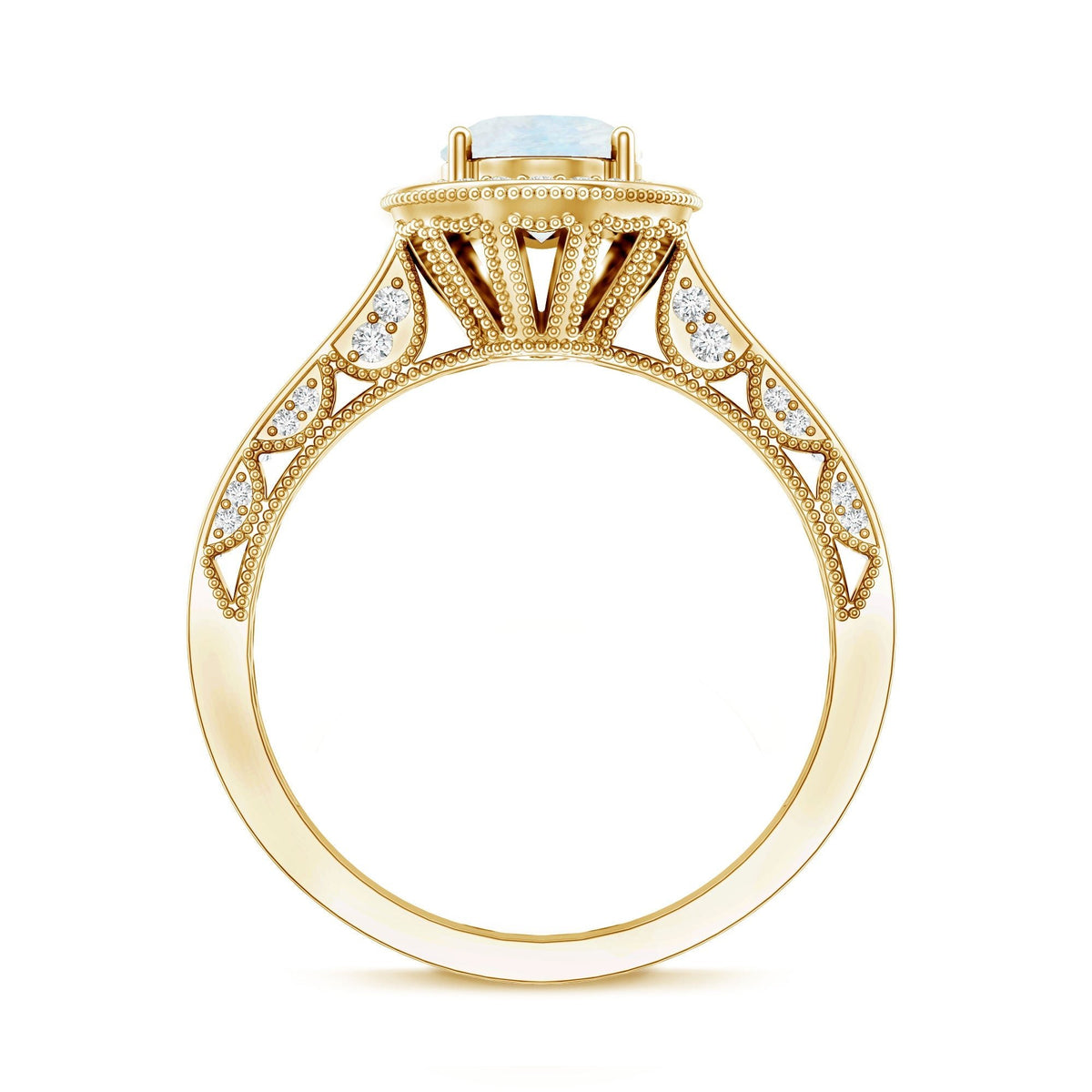 Moonstone Engagement Ring – Oval AAA Quality Moonstone With Diamonds In Solid Gold