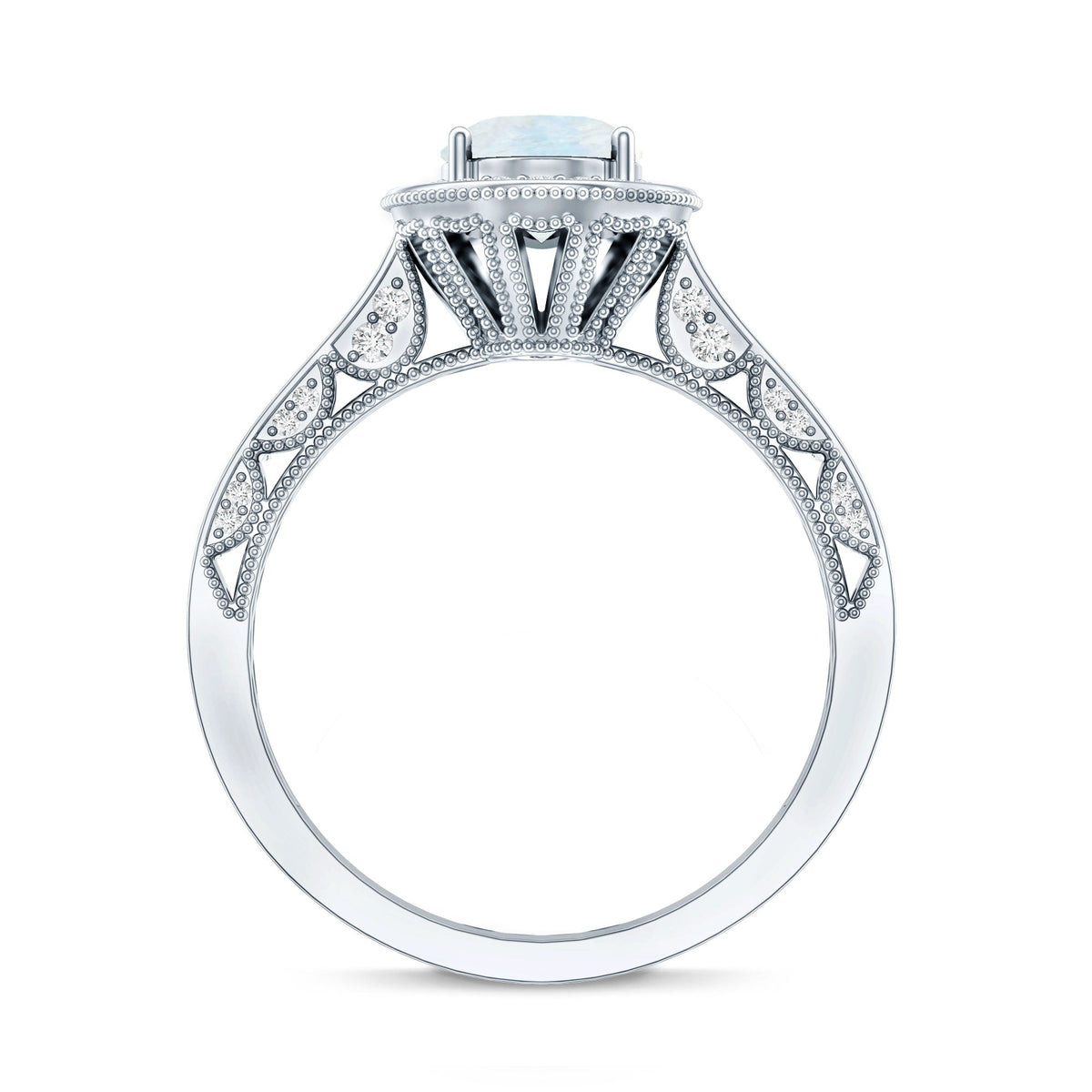 Moonstone Engagement Ring – Oval AAA Quality Moonstone With Diamonds In Solid Gold