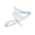 Moonstone Engagement Ring – Oval Engagement Band | Diamond Bypass Style