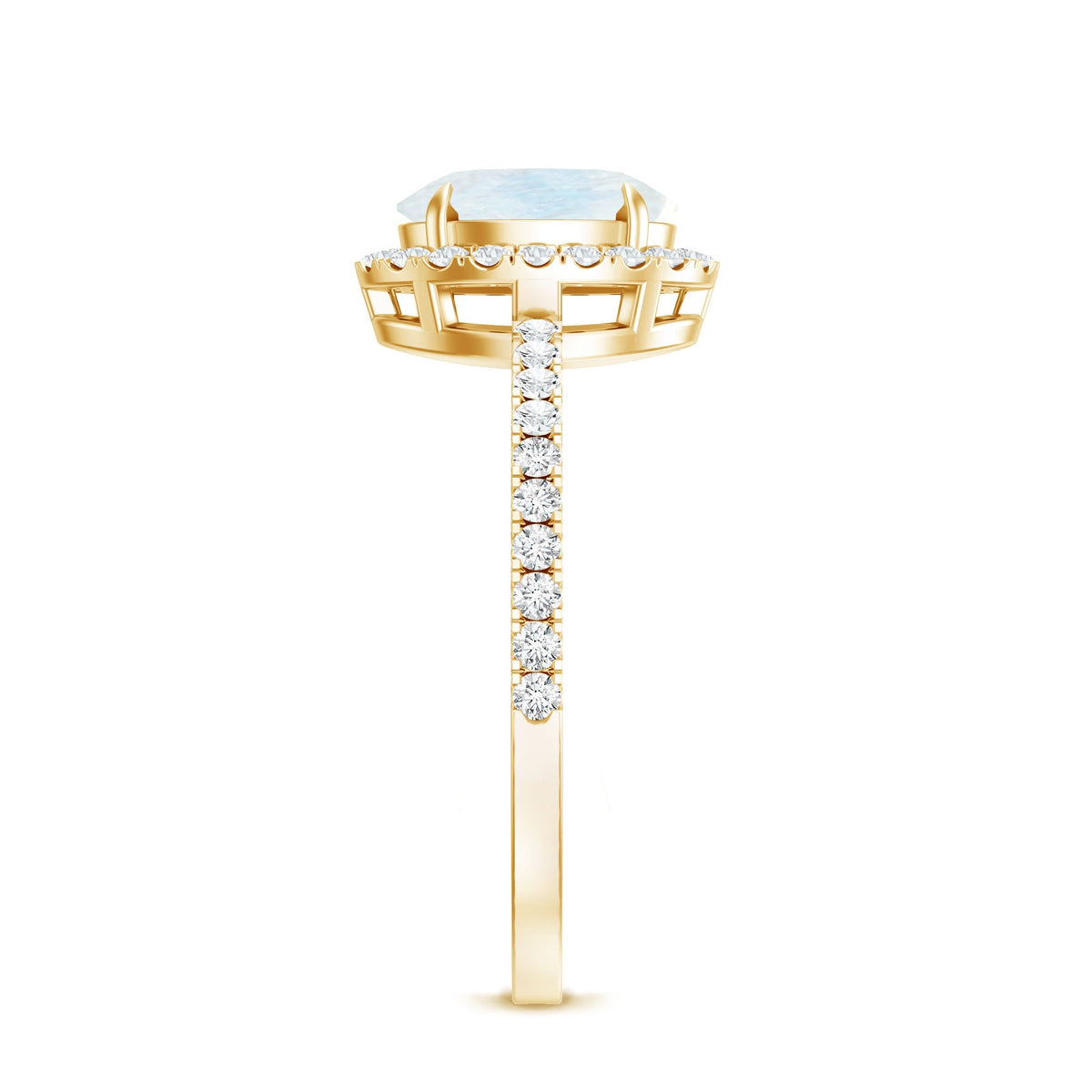 Moonstone Engagement Ring – Oval Moonstone Ring with Diamond Halo | Rosec Jewels