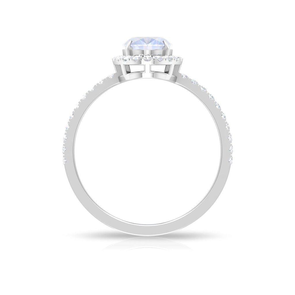 Moonstone Engagement Ring – Oval Moonstone Ring with Diamond Halo | Rosec Jewels