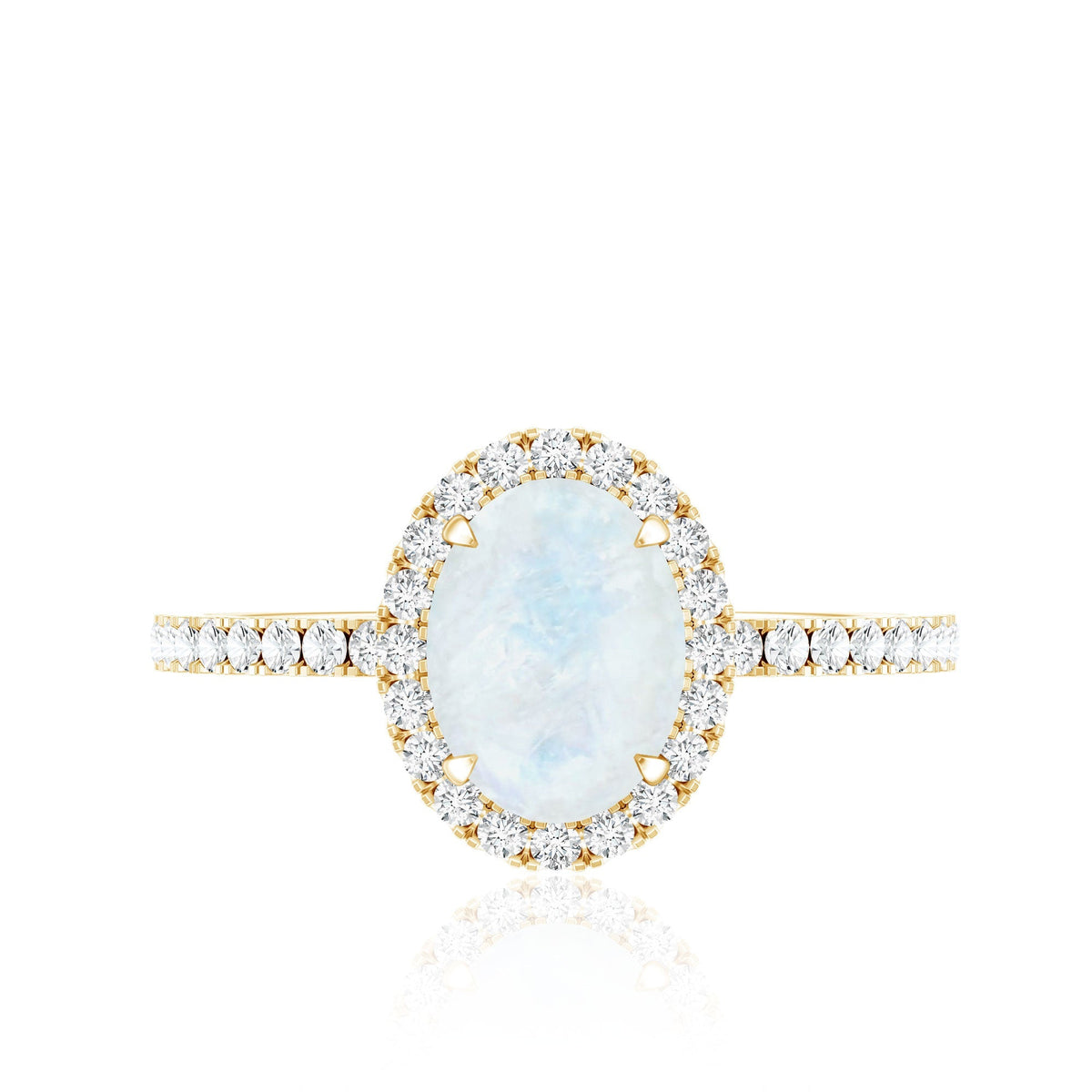 Moonstone Engagement Ring – Oval Moonstone Ring with Diamond Halo | Rosec Jewels