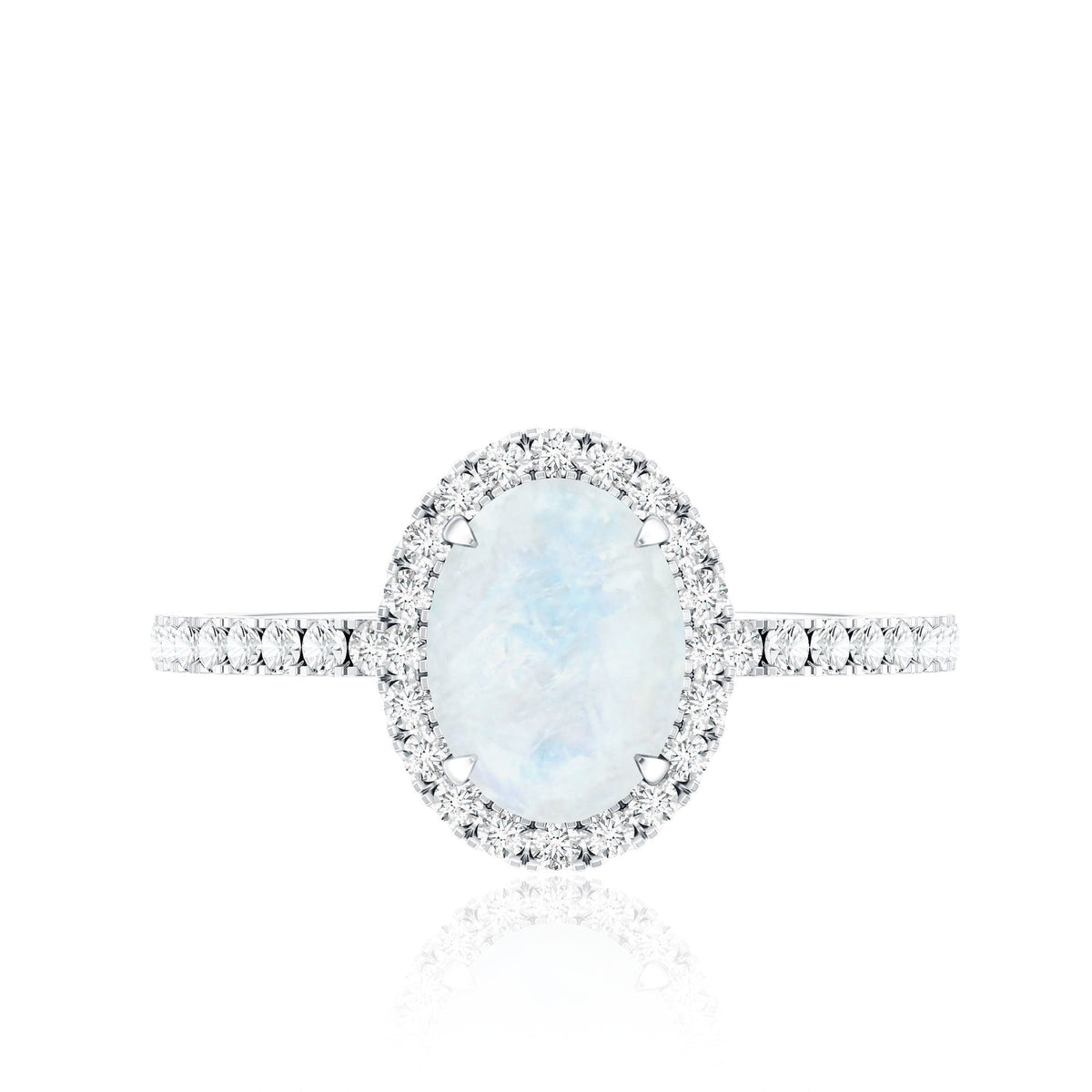 Moonstone Engagement Ring – Oval Moonstone Ring with Diamond Halo | Rosec Jewels
