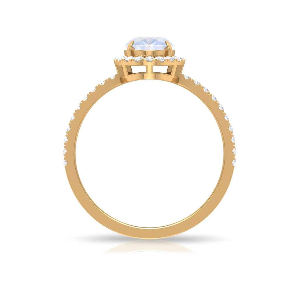 Moonstone Engagement Ring – Oval Moonstone Ring with Diamond Halo | Rosec Jewels