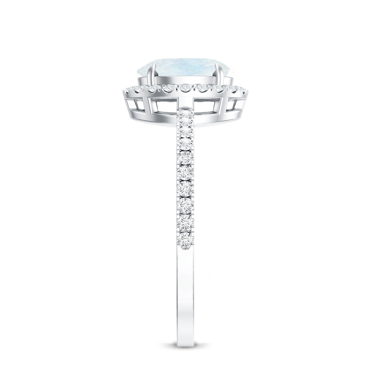 Moonstone Engagement Ring – Oval Moonstone Ring with Diamond Halo | Rosec Jewels