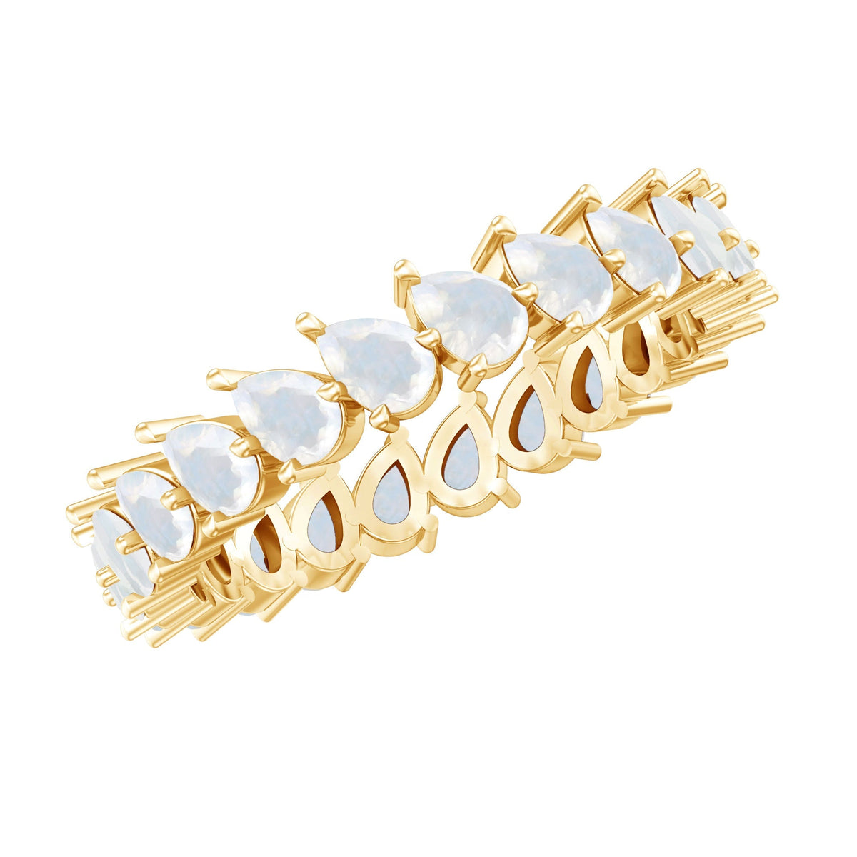 Moonstone Eternity Ring – Pear Cut Full Circle Band With Claw-Set Gemstones