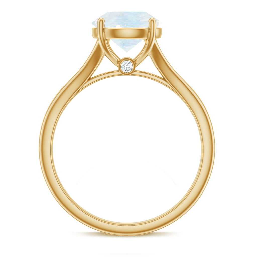 Moonstone Solitaire Ring – 0.8 Carat Natural Moonstone With Surprise Diamond Gold