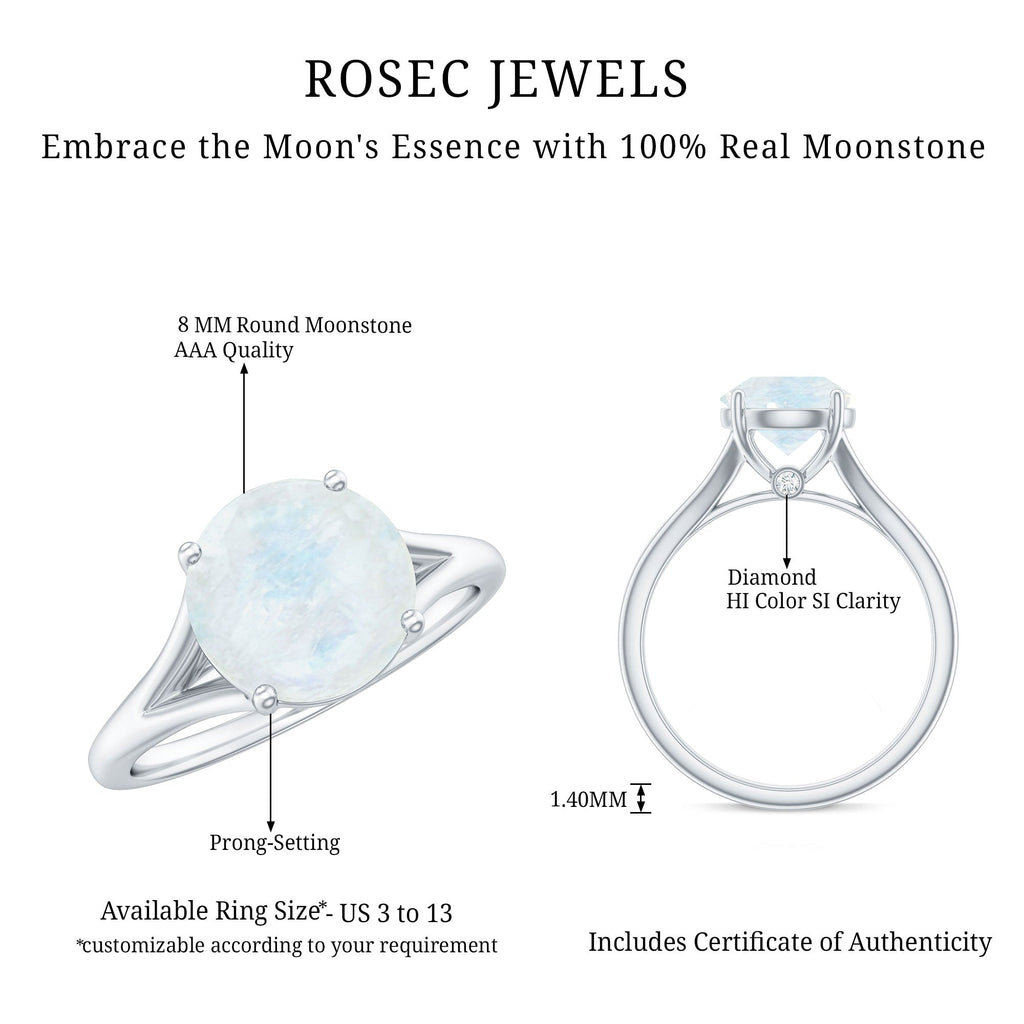 Moonstone Solitaire Ring – 0.8 Carat Natural Moonstone With Surprise Diamond Gold