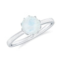 Moonstone Solitaire Ring – Natural 6MM Round Gemstone in Lotus Basket Setting