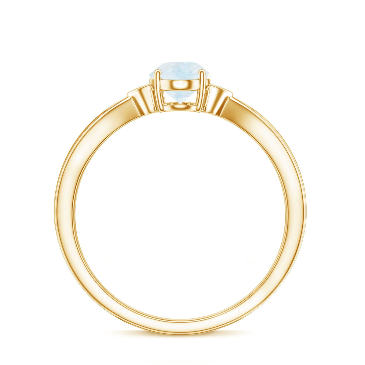 Moonstone Solitaire Ring – Oval Cut AAA Quality Diamond Engagement Band