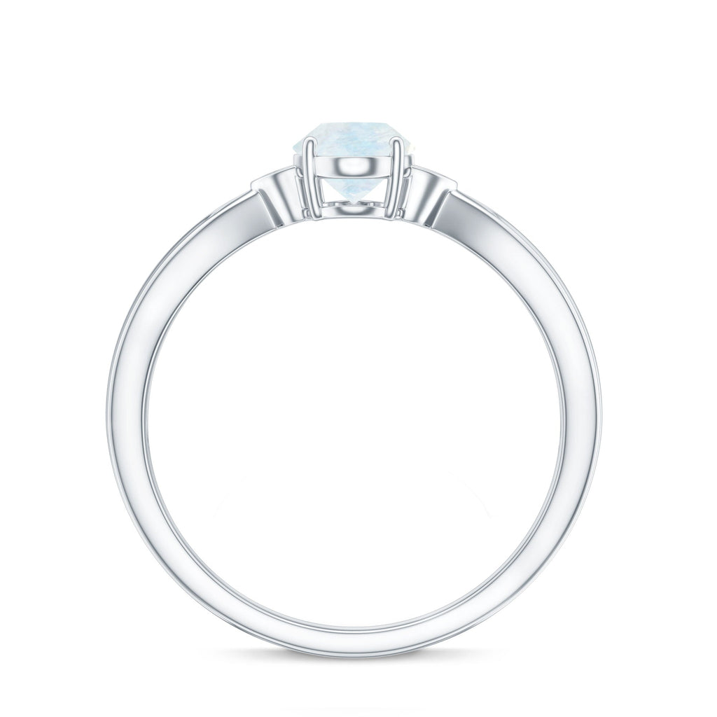 Moonstone Solitaire Ring – Oval Cut AAA Quality Diamond Engagement Band