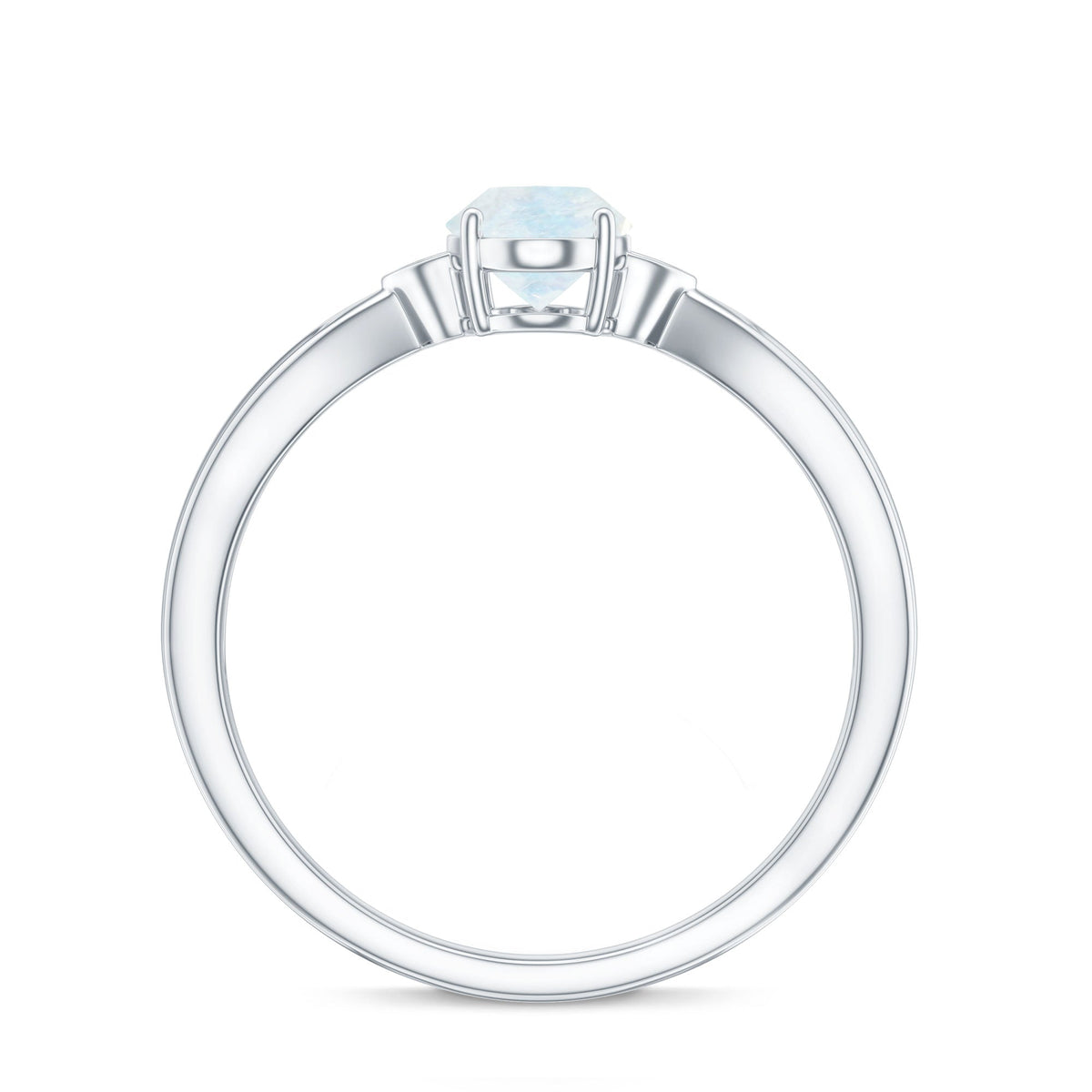 Moonstone Solitaire Ring – Oval Cut AAA Quality Diamond Engagement Band